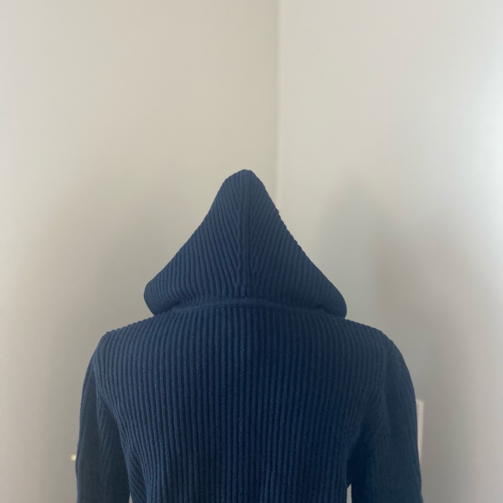 EUC Lauren Ralph Lauren Navy Cotton Ribbed Nautical Hooded Zip Front Cardigan - Picture 7 of 8